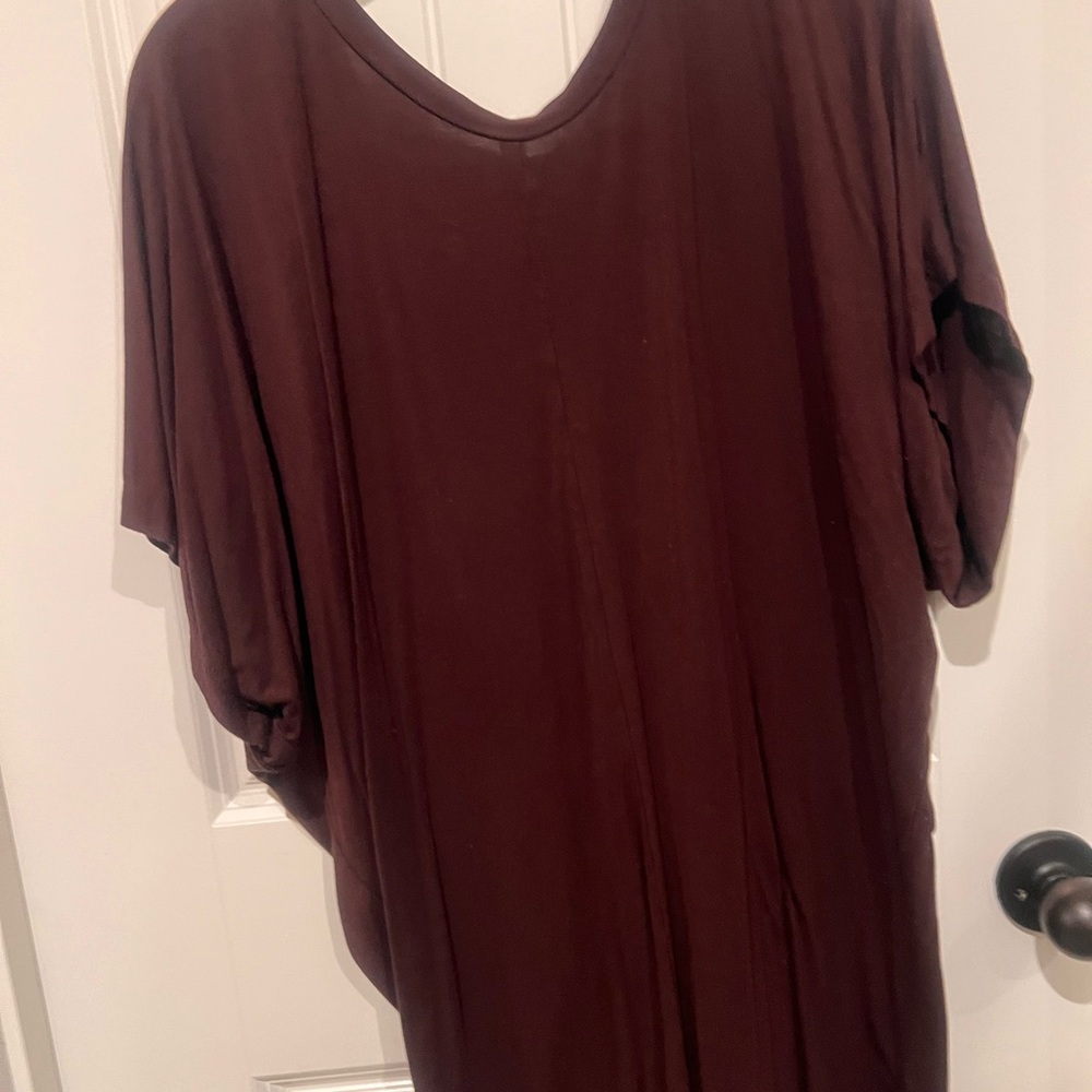 Brown V-Neck Tunic Top